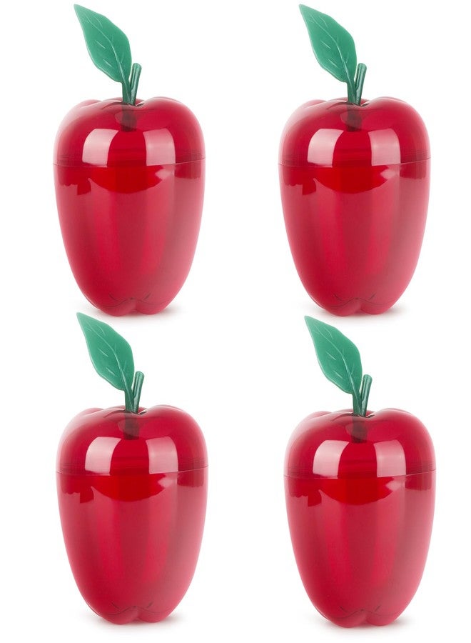 heffiso Plastic Apple Container Jars 5.9-Inch Apple Shape Cookie Jars, Festival Cookie Container Set for Christmas Decoration, Lovely Candy Cookie Jar (4 in Red) - Image 1